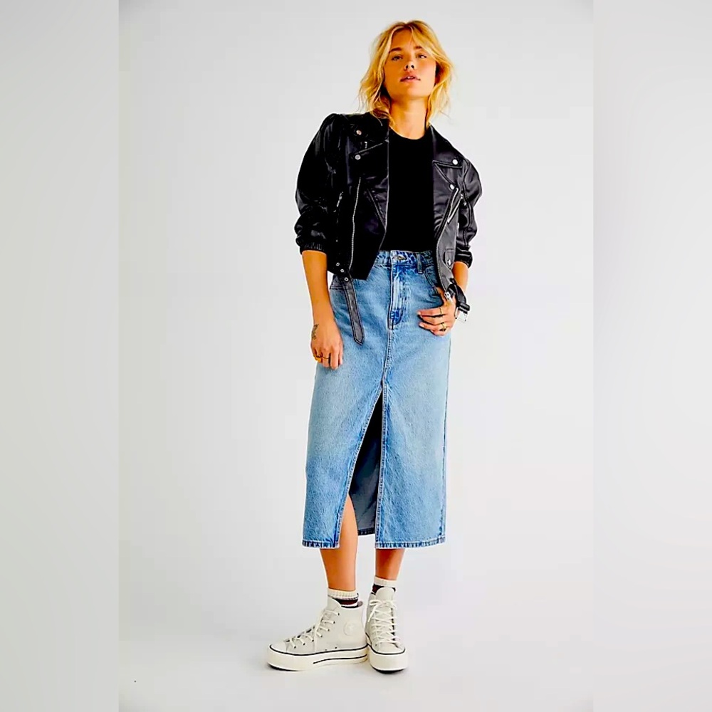 Nwt Free People Denim Maxi Skirt